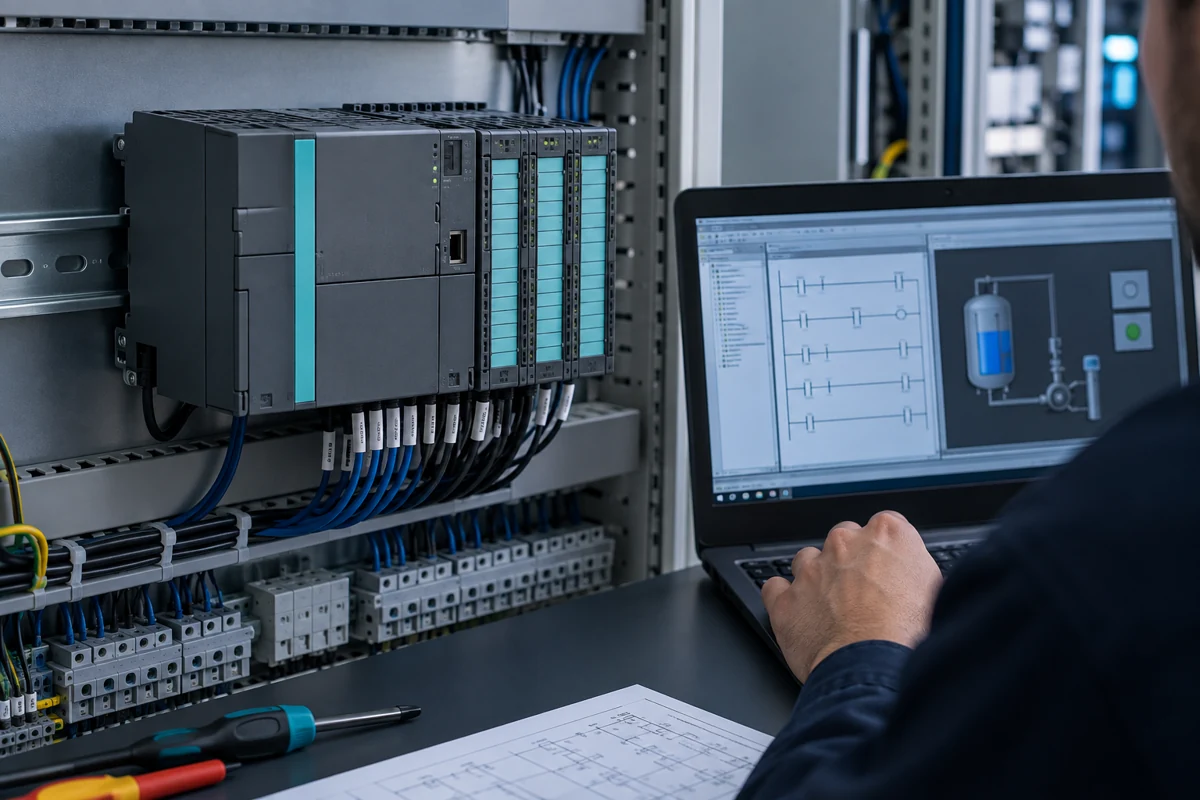 Imagem ilustrativa de Automação industrial · PLC, HMI e SCADA